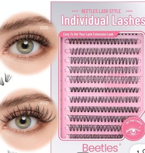 lot 4480 image: Beetles Individual Eyelash Clusters Kit 30D 40D 280 Count with Tweezers