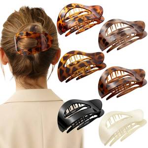 lot 4493 image: 6 PCS Flat Hair Clips for Women, Tortoise Shell Flat Hair Clips, Flat Claws Clips for Thick Thin Hair, Hair Claw Clips with Secure Hold Double Inner Teeth, Lay Down Claw Clip, Classic Hair Barrettes