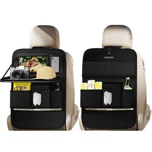 lot 4497 image: XDV Car Seat Organizers,Multi-functional Back Seat Protectors, Storage Pouches, and Tray Holders (for Cars, Kids, Seat Back and Rear Seats) (Plain Black, 2 Pcs)