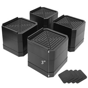 lot 4513 image: Y-CFHFC 4 Pack Bed Risers Heavy Duty, Adjustable Furniture Risers for Bed Couch Sofa Desk Chair Blocks, Lift Height 1.5, 3 or 4.3 (Black, Two Layers 3 Inches)