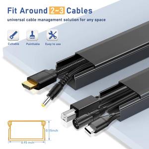 lot 4521 image: Cord Cover Raceway Kit - 157 Cable Concealer, Wire Hider for TV Wall Mounting and Wire Management, Black