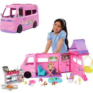 Barbie Dream Camper Playset with Roof Tent, BBQ Grill with Color-Change Feature and 60+ Accessories - Retail: $140