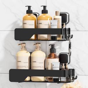 lot 4543 image: TAILI Shower Caddy Suction Cup 2 Pack, Stainless Steel Rustproof Shower Shelves, No Drilling Wall Mounted Basket, Large Capacity, Removable Suction Cup Bathroom Organizers & Home Decor, Black