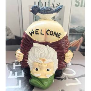 lot 4545 image: MOOCOCO 1pc Funny Welcome Gnome with Snail Statue, Perfect Garden Decoration and Rude Gnome Gift, Dwarf Figurines Sculpture for Outdoor Indoor Lawn Patio Yard Decorations. See picture it has a snail not a bird...
