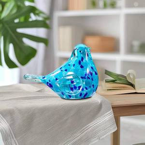 lot 4556 image: Naboher Handmade Glass Bird w String Lights Figurine Blown Art Animal Sculpture, Home Decoration Tabletop Centerpiece Decor,Gifts for Bird Lovers (Dark Blue)