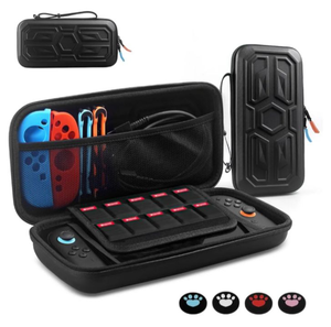 lot 4636 image: Carrying Case for Nintendo Switch 2 (2025), Hard Shell Travel Case with 10 Game Card Slots, Water Resistant & Shock Resistant Protection for Console & Accessories 4 Thumb Grip Caps (Black)