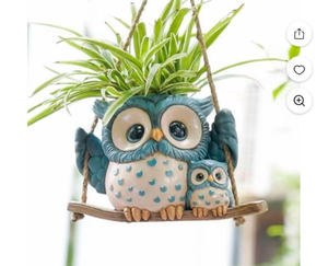 lot 4649 image: Swing Owl Hanging Planters for Indoor Plants, Cute Small Succulent Pots with Drainage Hole, Unique Resin Plant Hangers Outdoor, Hanging Plant Holder for String Of Pearls, Gift Ideas for Mother Blue-2