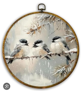 lot 4658 image: Embroidered Bird Chickadee Hoop Art Wall Decor 10