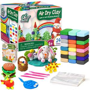 lot 4574 image: Chico Land 24 Colors Air Dry Clay, Gift for Boys & Girls Age 4 Year Old, DIY Model Modeling Clay kit for Kids, with Sculpting Tools, Storage Bags, Kids Art Crafts