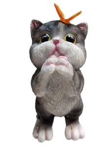 lot 4576 image: NEBRYX Solar Garden Decor Outdoor Statues Cat - Lawn Decor Statue for Patio, Balcony, Yard Ornament - Unique Gifts for Housewarming, Birthday, Christmas (Gray)