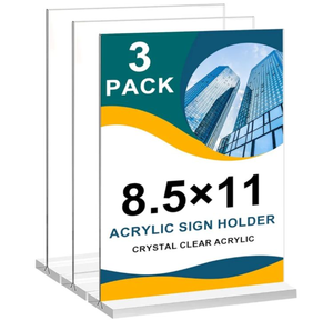 lot 4671 image: 8.5 x 11 Acrylic Sign Holder 3 Pack Vertical Clear Table Menu Signs Holder,Double Sided Desktop Display Stand Plastic Picture Paper Frame