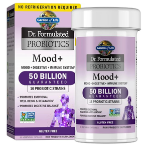lot 4672 image: Garden of Life Dr. Formulated Probiotics Mood - Acidophilus Probiotic Supplement - Promotes Emotional Health, Relaxation, Digestive Balance, Gluten Free - 60 Vegetarian Capsules Best by 072026