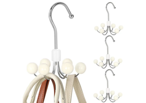 lot 4675 image: TOPIA HANGER Hoodie Hangers 4-Pack with 6 Wood Balls, 360°Swivel