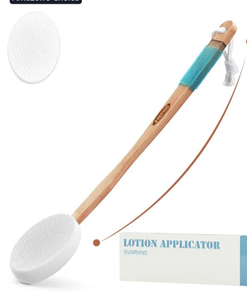 lot 4687 image: Svarvns Lotion Applicator for Back and Feet with 2 Replaceable Pads, 17 Back Lotion Applicator for Women, Elderly Apply to Lotion, Suncreen, Cream Medicine, White