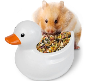 lot 4689 image: Hamster Food Bowl, Small Animals Food Bowl, Duck-Shaped Ceramic Small Pets Feeder, for Gerbil, Hedgehog, Rat, Rodent