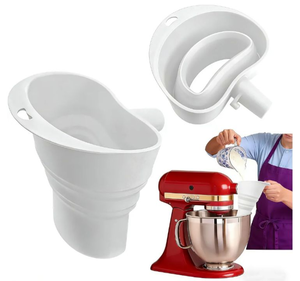 lot 4699 image: Flour Funnel for Kitchen Aid Mixer - New Silicone Kitchen Funnels, Flour Funnel Attachment for Kitchen Aid Artisan Ksm150 5-Quart Tilt-Head Stand Mixer, Durable & Mess Free - White