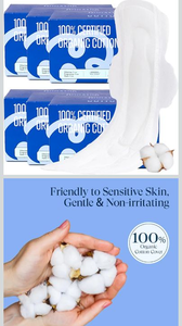 lot 4702 image: 100% Organic Super Long Overnight Pads for Women Ultra Thin Sanitary Napkins with Wings, Heavy Flow Feminine Pads Ultimate Absorbency Full Coverage Period Liners (Extra Long Overnight, Size 6, 60ct)
