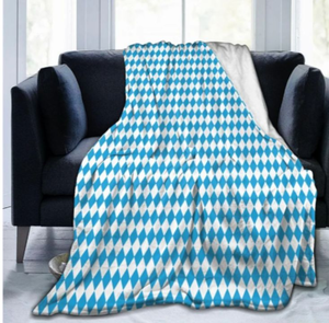 lot 4704 image: Oktoberfest Bavarian Blue and White Ultra Soft Cozy Micro Wool Blanket 3D Fashion Print All Season Sofa Warm Bed Throw Blanket 40X30