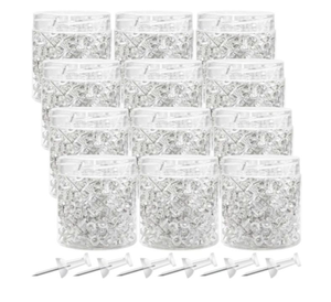 lot 4716 image: 2400 Pcs Clear Push Pins, Standard Thumb Tacks with Steel Point and Plastic Head, PushPins thumbtacks for Wall Hanging, Cork Board, and Bulletin Board