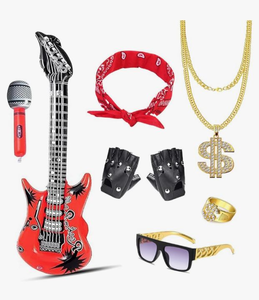 lot 4720 image: 8 Pcs Rock Costume Accessories Set, Rock and Roll Accessories, Women Mens 80 S Outfit for Party