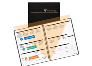 lot 4728 image: Planner Pad Spiral Bound July 2025 �� June 2026  Academic Year 8 12 x 11 3-Tier Funnel Down 12 Month Large Size Organizer, Black CoverBlack Ink