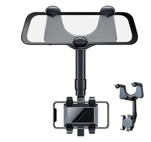 lot 4731 image: 2022 Rotatable and Retractable Multifunctional 360 Rear View Mirror Phone Holder - Suitable for All Mobile Phones, Black 1PC