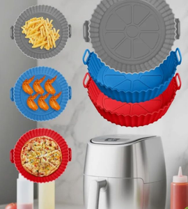 lot 4732 image: 3 Pack 8 Inch Air Fryer Silicone Liners Pot,Air Fryer Basket Liners, Silicone Baking Tray Pots for 3 to 5 Qt for Air fryer Oven Reusable Baking Tray Oven Accessories