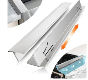 lot 4736 image: 3PCS Kitchen Stove Counter Gap Covers, Stainless Steel Gap Cover, Cooktop Trim Kit, Stove Gap Guards, Oven Gap Filler, Heat Resistant & Effectively Protect Stove Gap Filler(13.8 Silver)