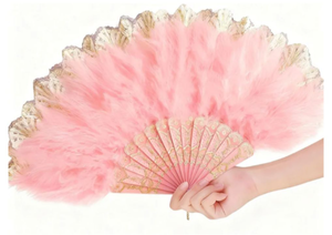 lot 4742 image: Handheld Marabou Feather Fan, 1920s Vintage Style Folding Fan Flapper Hand Fan for Costume Party and Dancing Show Tea Party Wedding Decoration (Hot Pink)