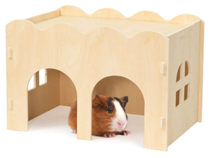 lot 4744 image: Bifeaw Guinea Pig Hideout, Natural Wooden Chew Proof Hideaway Hut for Small Pets (Guinea Pig)