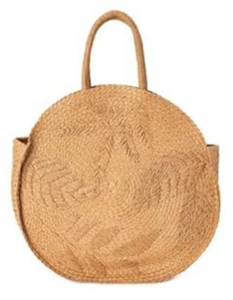 lot 4747 image: Bohemian Womans Circle Straw Tote Bag- All Natural Materials (Used)
