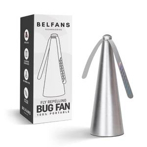 lot 4804 image: Belfans FlyRepellent Fan for Tables AA BatteryUSB Powered, Soundless Fly Swatter with Holographic Blades Portable Fly Fan for Bees, Wasps & Outdoor Use (1, Black)