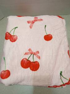 lot 4816 image: Cherry Print Glass Jar and Fabric Bundle Set