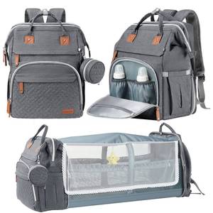lot 4817 image: DERJUNSTAR Baby Diaper Bag Backpack with Changing Station Large Capacity Baby Bag for Boys & Girls, USB Charging Port, Pacifier Case, Sunshade & Toy Bar, Waterproof