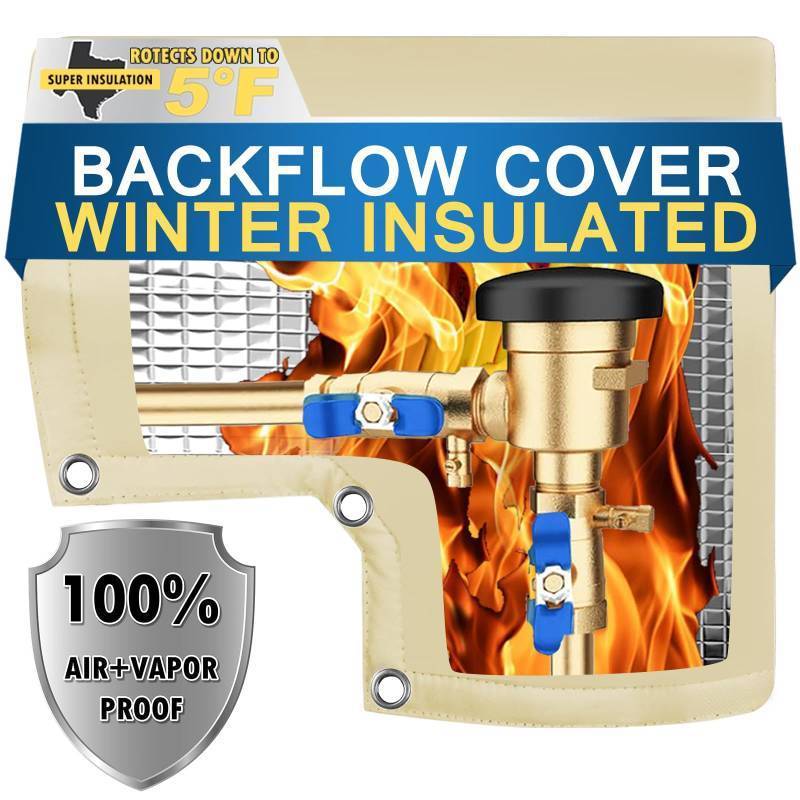 lot 207 image: Backflow Preventer Insulation Cover (5°F), POROLIR 12X13 Thicker Pressure Vacuum Breaker Cover, Water Well Pump Sprinkler Valve Cover, Outdoor Faucet Cover for Winter, Khaki