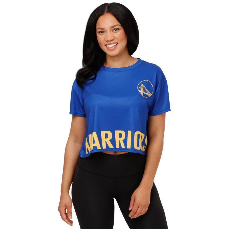 lot 422 image: FOCO Golden State Warriors NBA Womens Bottom Line Crop Top (Size XL)