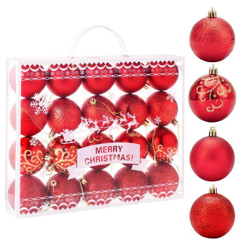 lot 766 image: Christmas Tree Decoration Ball Set - 20 Pieces of shatterproof Multi-Colored Christmas Tree Decorations, 2.36 inches Hanging Balls, Festive Party use (red)