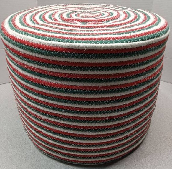 lot 4022 image: Woven Striped Round Ottoman Pouf