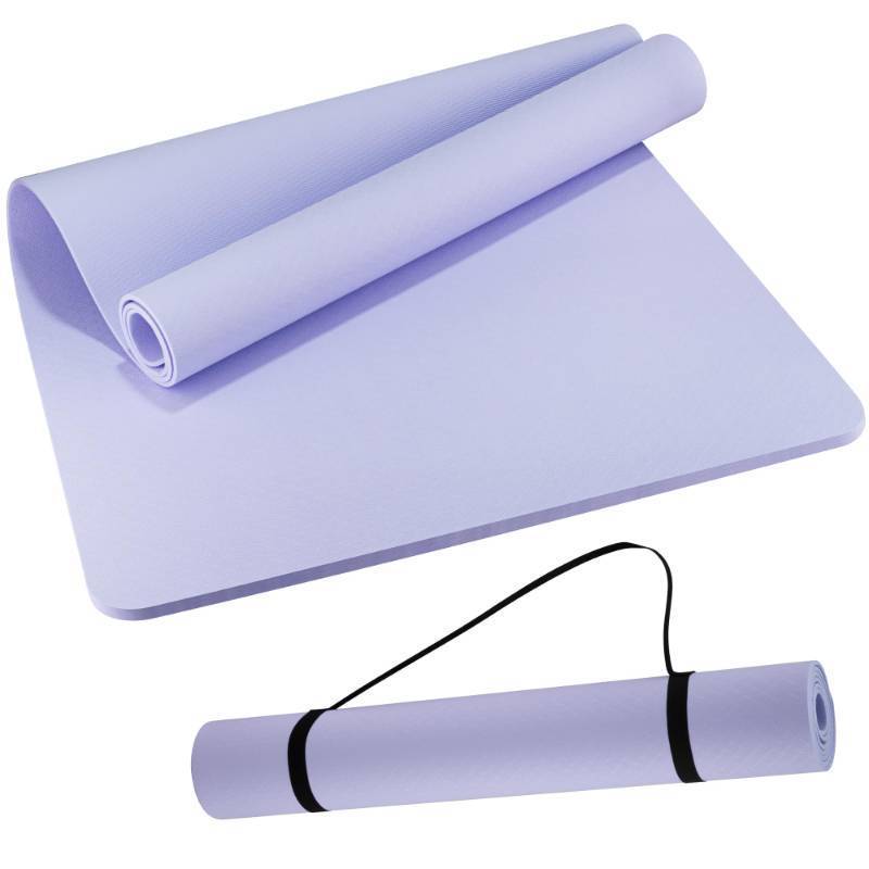 lot 4040 image: Wimwum Extra Wide Yoga Mat 72x 32 - Non Slip TPE Exercise Mat for Home Workout, 6mm High-Density Large Yoga Mat for Men & Women, Eco Friendly Pilates & Fitness Floor Mat with Carry Strap, Elegant Purple