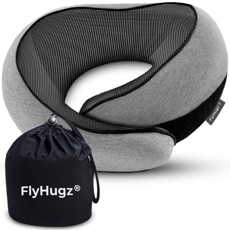 lot 4046 image: FlyHugz� Neck Travel Pillow  Memory Foam Neck Pillow for Comfort on Airplane  Compact and Ergonomic Design for Travel, Car Rides, and Home Use  Ideal for Adults and Kids