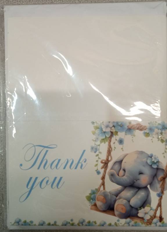 lot 4079 image: Thank You Cards with Elephant Design 24 pk