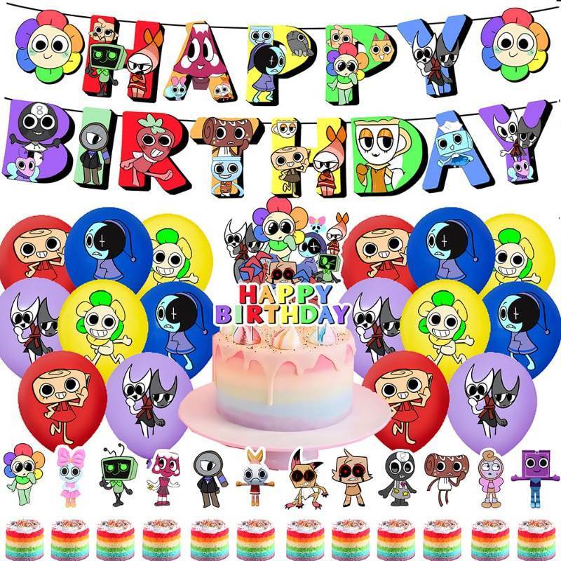 lot 4083 image: Dandys World Birthday Party Decorations Set Includes 1 Banner, 16 Balloons, 1 Large Cake Topper, and 12 Small Cake Toppers Perfect Party Decor for a Dreamy Celebration