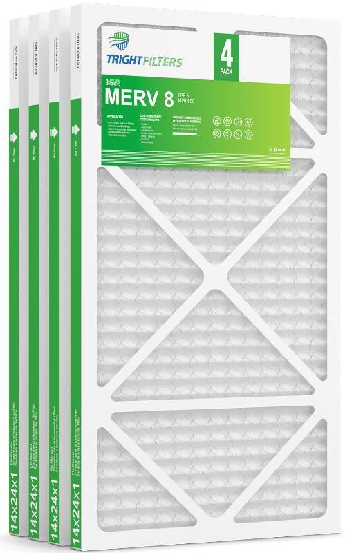 lot 4239 image: TRIGHTFILTERS 14x24x1 Air Filter 4 Pack, MERV 8 Pleated Dust Defense Air Filters Replacement Air Conditioner HVAC AC Furnace Filter, Durable and Lightweight