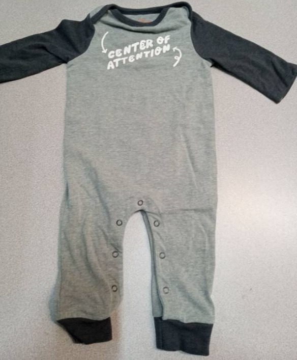 lot 4242 image: Baby Cat & Jack - Center of Attention Baby Romper with Long Sleeves- Size 3M-6M