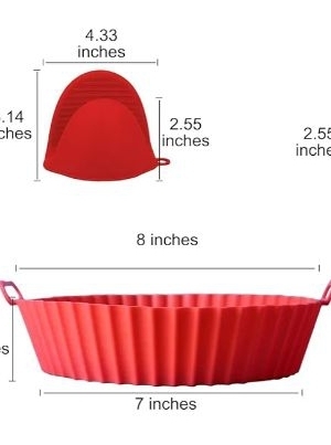 lot 4253 image: Air Fryer Silicone Liners 3-Piece Set with Baking Tray