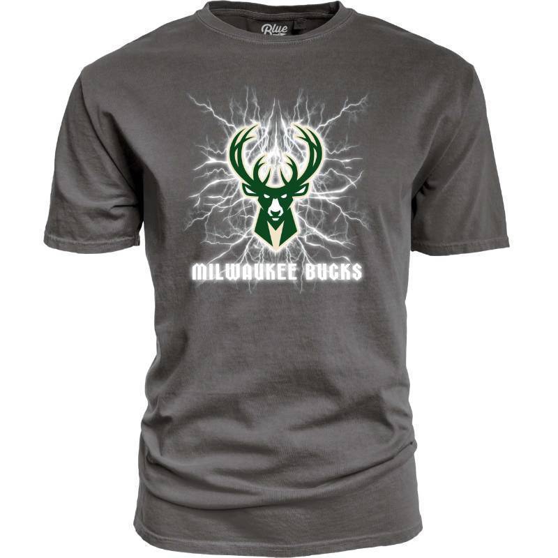 lot 1072 image: Milwaukee Bucks NBA Officially Licensed T-Shirt Ringspun Electric Black, Size Large