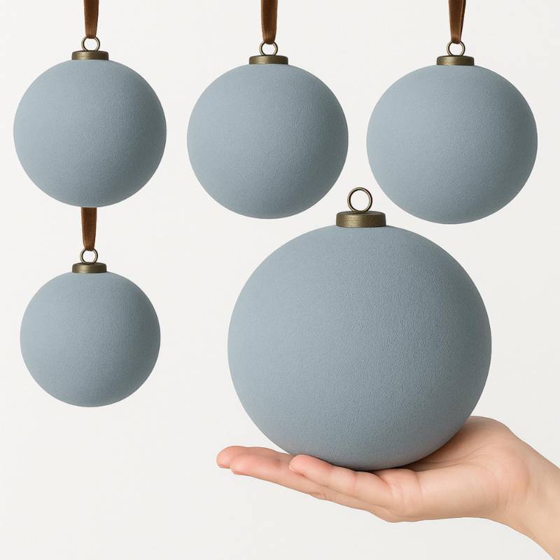 lot 1120 image: PullCrease 4 Pcs Large Velvet Christmas Balls 6 Inch Christmas Tree Decorations Xmas Ornaments Balls for Family Holiday Wedding Party Xmas Tree Hanging Decoration (Dusty Blue)