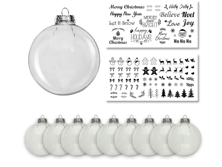 lot 5 image: Clear Glass Ornaments, 3.15 Inch Fillable Christmas Balls DIY for Christmas, Wedding, Party, Round Transparent Glass Balls (Large, 9, Count)