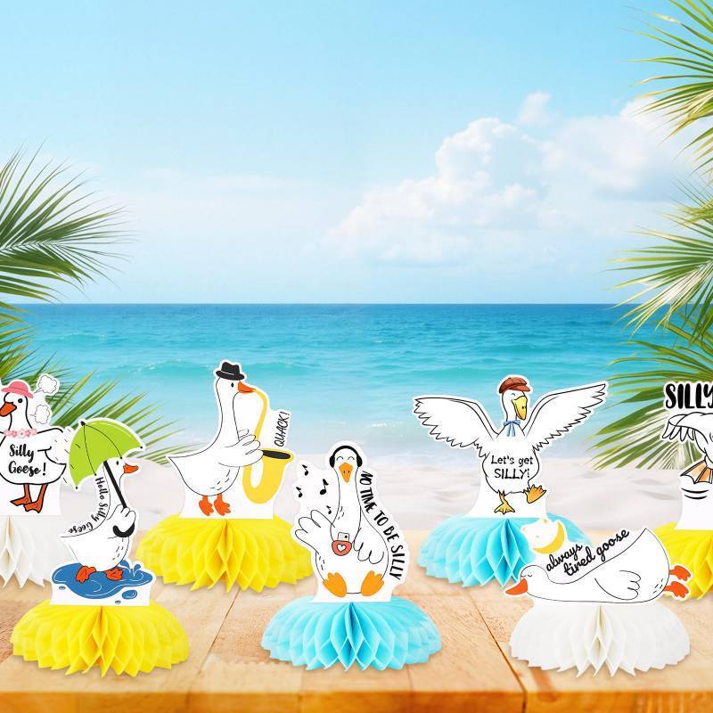 lot 2984 image: 9Pcs Silly Goose Themed Honeycomb Centerpieces -Party Supplies