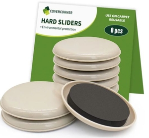 lot 4593 image: Furniture Sliders 8 Pack Beige Hard Floor Protectors